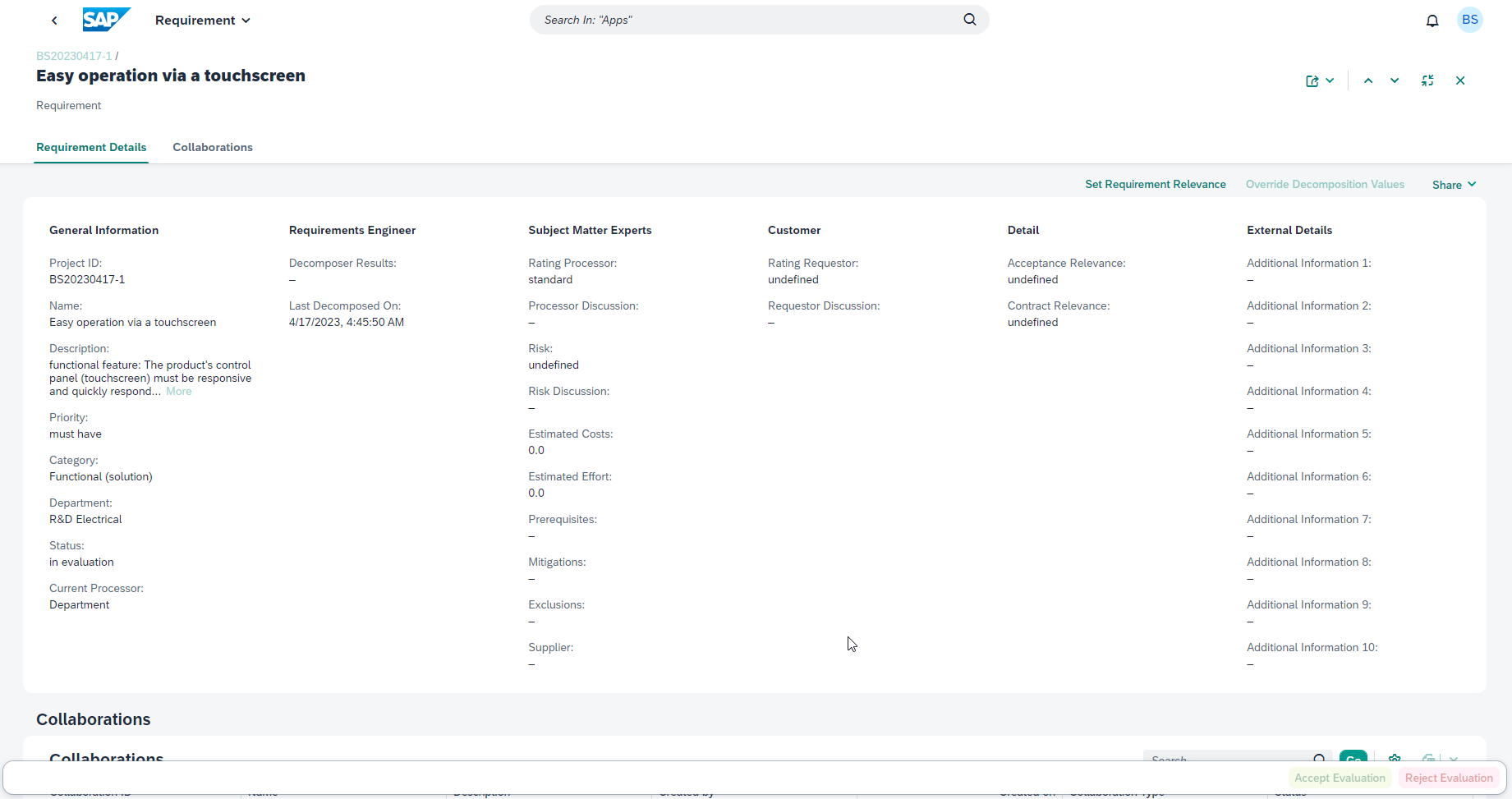 rvc requirementview